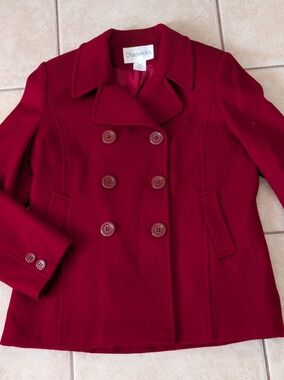 Chadwick’s Vintage Red Double Breast Wool Peacoat Size 14